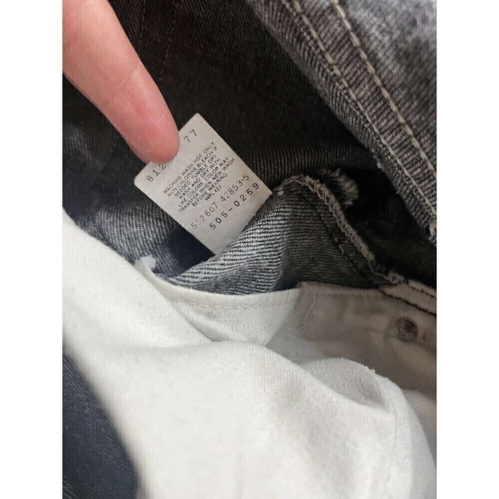 Vintage Levis 505-0259XX Black/Gray Straight Leg Jeans Sz 33x36 AS IS USA